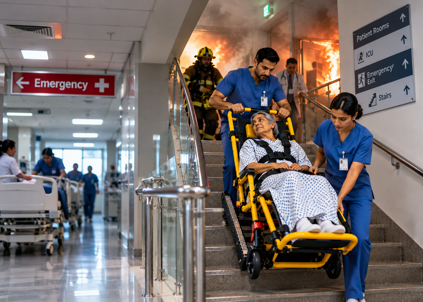 Evacuation equipment for healthcare facilities