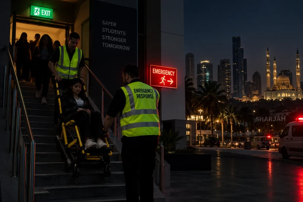 Nighttime Emergency Evacuation in Sharjah