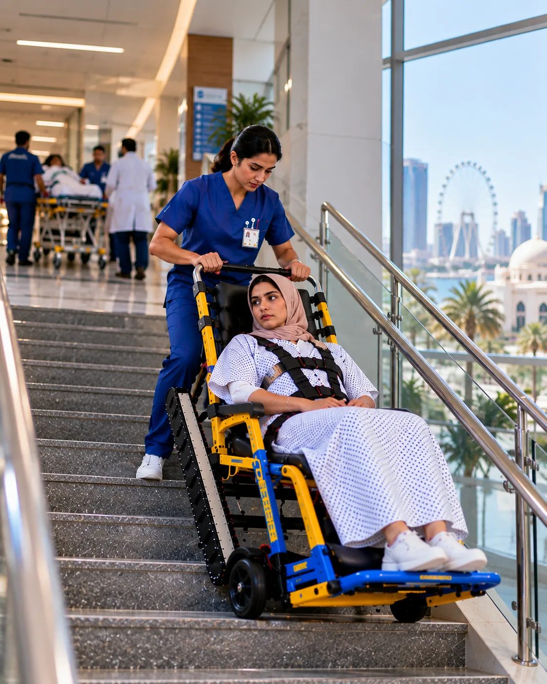 Hospital Evacuation Down the Stairs