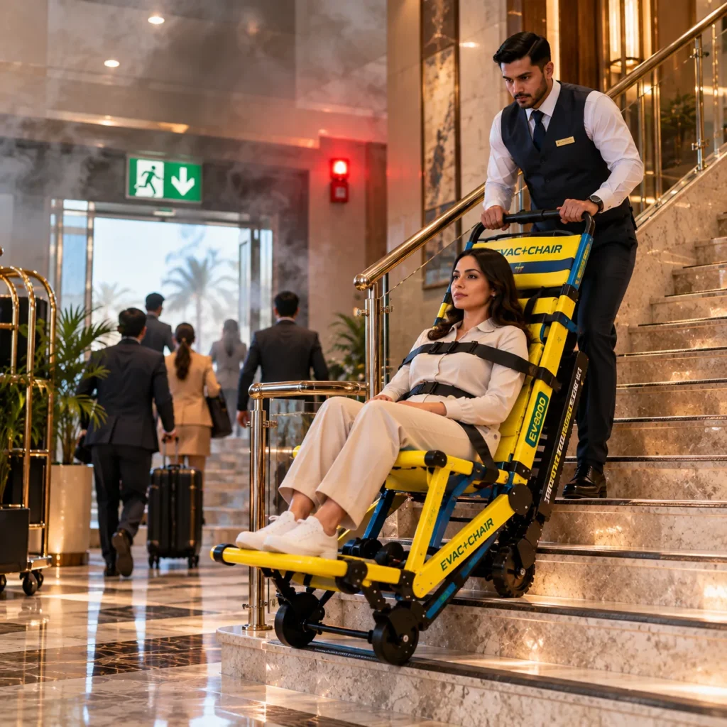 Hotel Evacuation Chair in Action
